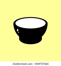 bowl design with black and white silhouette on yellow background