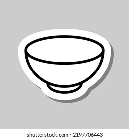 Schüssel, schüssel einfache Symbol Vektorgrafik. Flaches Design. Aufkleber mit Schatten auf grauem Hintergrund.ai