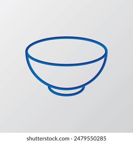 Bowl, dish simple icon vector. Flat design. Paper cut design. Cutted blue symbol with shadow. Gray background.ai