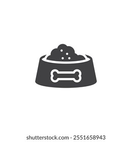 Bowl with dog food vector icon. filled flat sign for mobile concept and web design. Dog Food glyph icon. Pet nutrition symbol, logo illustration. Vector graphics
