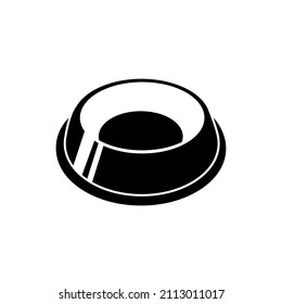 Bowl for dog pet in simple style, vector illustration. Animal bowl silhouette for print and design. Isolated black element on white background. Graphic icon, symbol food pet