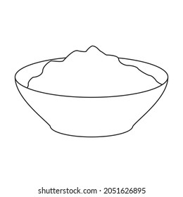 Bowl dough vector icon.Outline vector icon isolated on white background bowl dough.