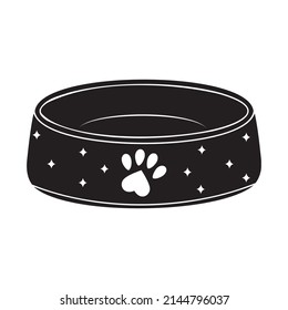 Bowl for dry food and water for dogs and cats, icon, Vector isolated illustration
