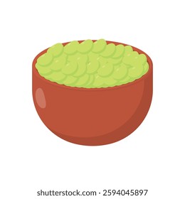 Bowl of Edamame Flat Illustration. Clean Icon Design Element on Isolated White Background