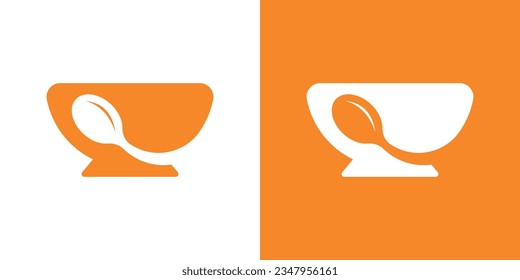 bowl element logo design combined with spoon for food logo