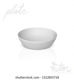 bowl empty plate 3d template illustration vector