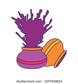 bowl with explosion of holi powder over white background, vector illustration