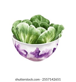 A bowl filled with fresh green lettuce leaves, emphasizing healthy eating.