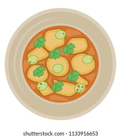 
A Bowl Filled With Sumptuous And Biting Curry, Icon For Red Curry Squash 
