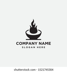 bowl fire logo design - vector
