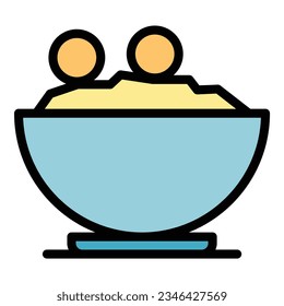Bowl flakes icon outline vector. Cereal flakes. Corn box color flat