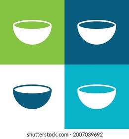 Bowl Flat four color minimal icon set