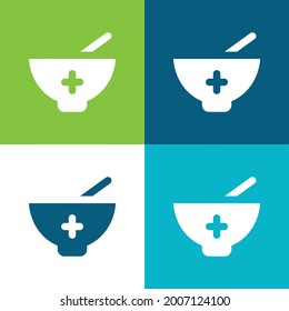 Bowl Flat four color minimal icon set