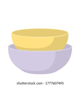 Bowl flat illustration. Vector icon of kitchen bowls.