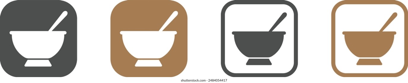 Bowl flat vector icons set