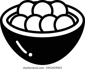 A bowl of food in Asian food concept. The bowl is filled with rice and has a lot of small dots