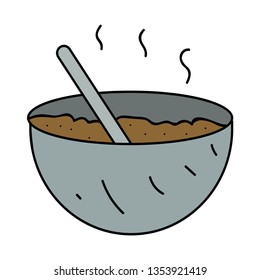 bowl of food Colored vector icon