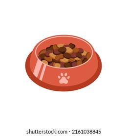 Comida tipo Bowl para perros y gatos mascotas de estilo plano, ilustración vectorial. Silueta de tazón animal para impresión y diseño. Elemento de color aislado en un fondo blanco. Icono gráfico, mascota de alimentos para símbolos