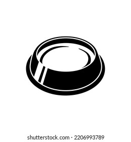 Bowl of food for feed dog and cat pet in simple style, vector illustration. Animal bowl silhouette for print and design. Isolated element on a white background. Graphic icon, snack pet symbol