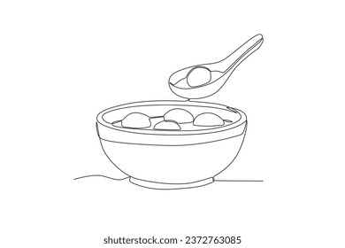 A bowl of food for the festival. Dongzhi festival one-line drawing