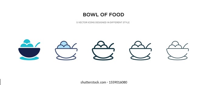 bowl of food icon in different style vector illustration. two colored and black bowl of food vector icons designed in filled, outline, line and stroke style can be used for web, mobile, ui