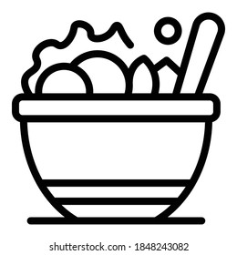 Bowl of food icon. Outline bowl of food vector icon for web design isolated on white background
