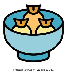 Bowl food icon outline vector. Japan food. Asian food color flat