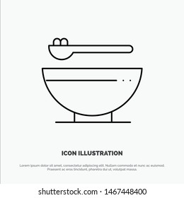 Bowl, Food, Kitchen, Madrigal Line Icon Vector. Vector Icon Template background