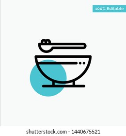 Bowl, Food, Kitchen, Madrigal turquoise highlight circle point Vector icon