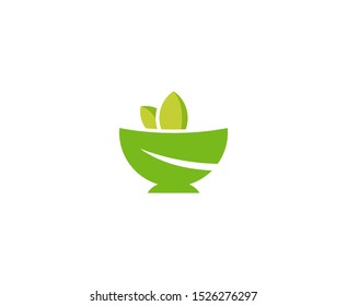 Bowl Food Logo Salad Leaf Vector 