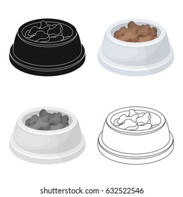 Bowl with food.Pet shop single icon in black style vector symbol stock illustration web.