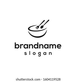 bowl and fork logo design vector