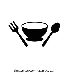 Bowl with fork and spoon icon design isolated on white background. vector illustration