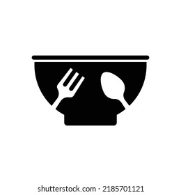 Bowl with fork and spoon icon design isolated on white background. vector illustration