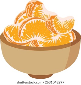 Tigela de segmentos de laranja recém-descascados
