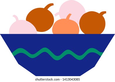 Bowl Of Fruit Geometric Illustration Isolated On Background