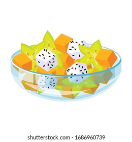 Bowl of fruit salad vector icon.Cartoon vector icon isolated on white background bowl of fruit salad.