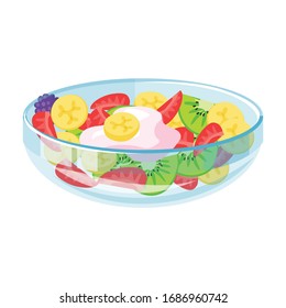 Bowl of fruit salad vector icon.Cartoon vector icon isolated on white background bowl of fruit salad.