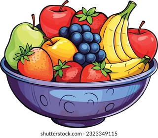 Bowl of fruits vector clip art