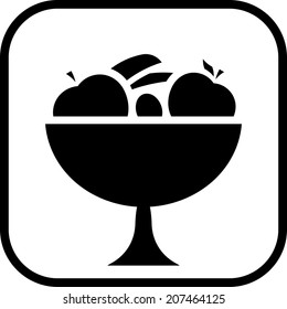 Bowl of fruits vector icon