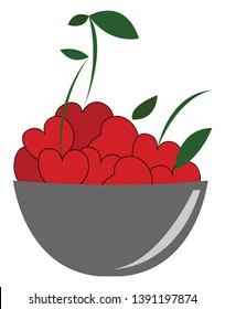 Tazón lleno de cerezas frescas ilustración vectorial 
