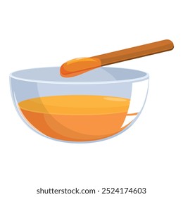 Tigela está cheia de mel e um mergulhador de mel está pingando mel na tigela