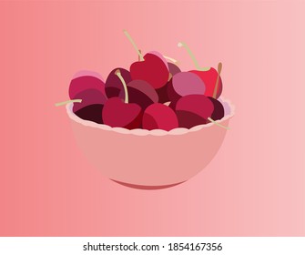 A bowl of grapes on red background