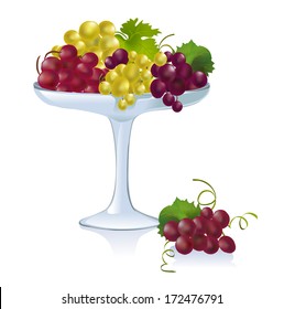 bowl with grapes. vector illustration