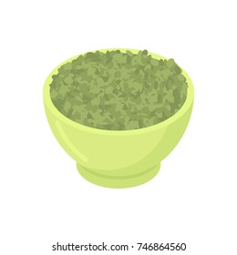 Bowl of Green Lentil gruel isolated. Healthy food for breakfast. Vector illustration