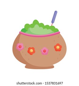 bowl with guacamole food mexico icon vector illustration