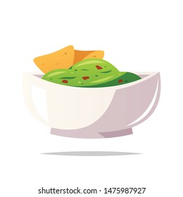 Bowl of guacamole vector isolated illustration