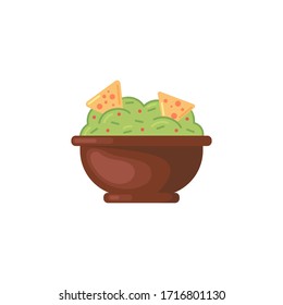 Bowl of guacamole vector isolated vector illustration. Mexican food. 