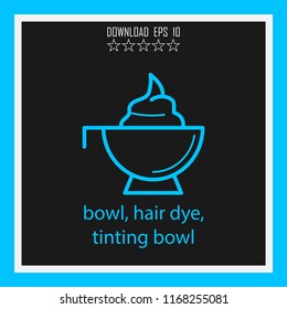 bowl, hair dye, tinting bowl vector icon