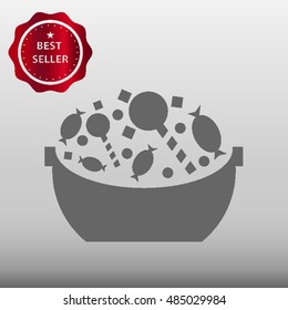 Bowl Of Halloween Candy Vector Icon Illustration